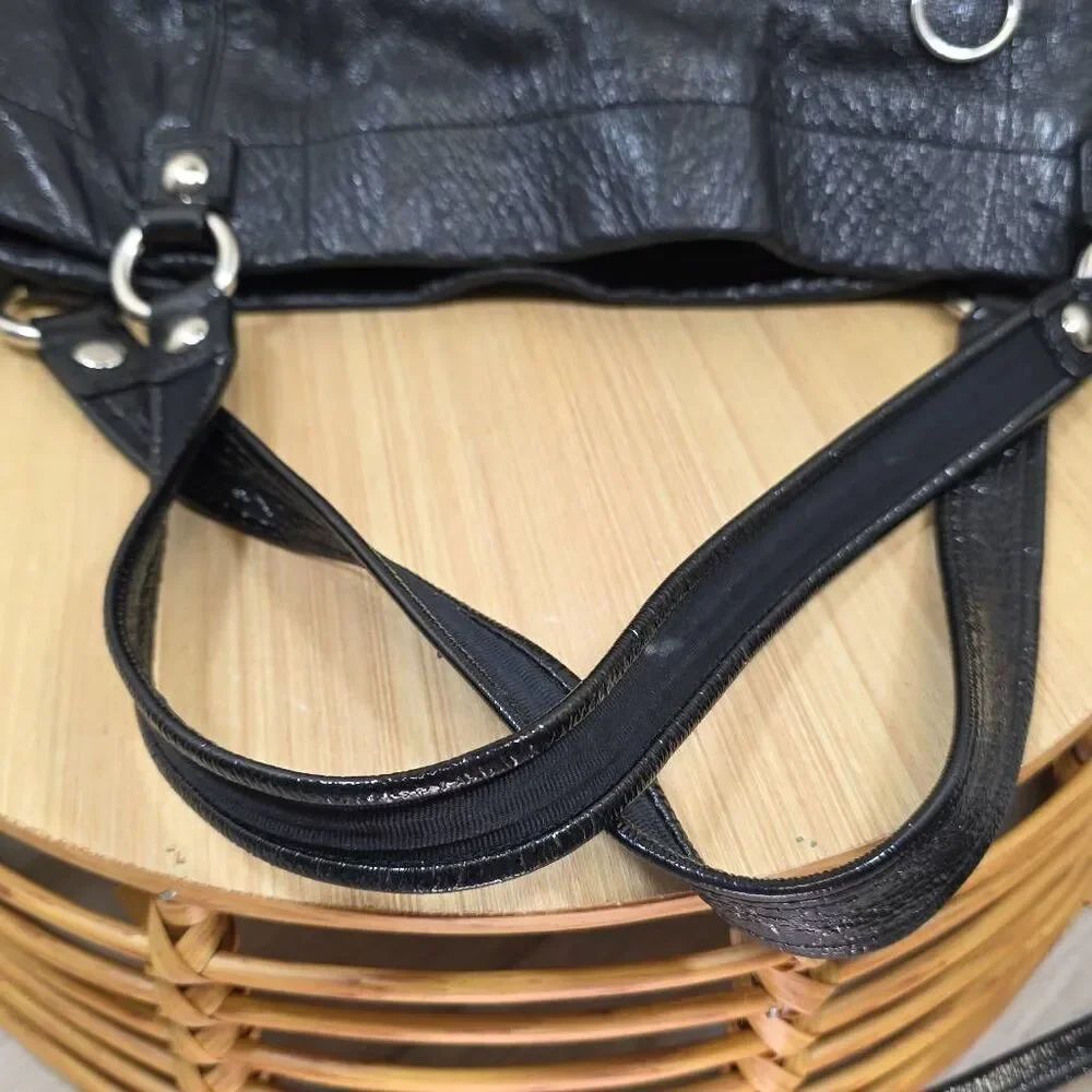 Coach Poppy Black Crinkle Leather Bella Tote & Matching Wristlet Wallet F14565 - Picture 10 of 16